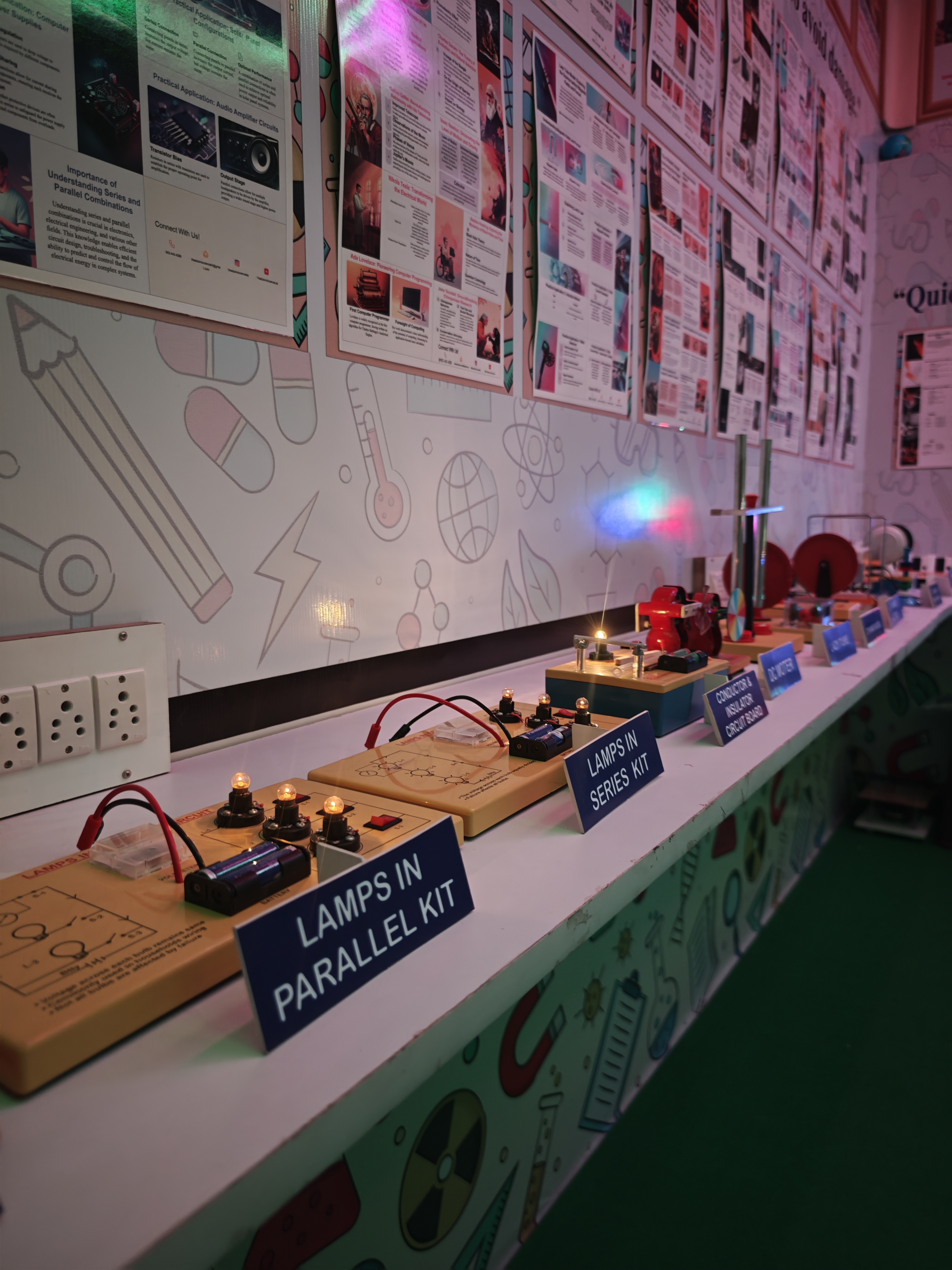 STEM lab with hands-on circuit exhibits